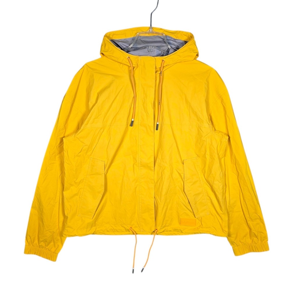 LL Bean Wharf Street Rain Jacket Women's Large Bright Mango Yellow Hooded Coat